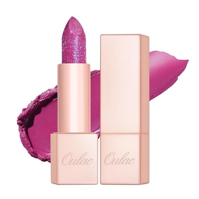 Oulac Moisturizing Purple Lipstick for Women - Tinted Lip Balm Infused with Shea Butter, Shiny & Lightweight Lip Makeup, Vegan & Gluten Free, PG08 Aquatic
