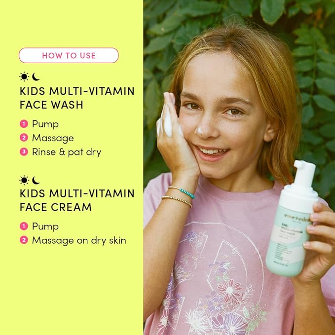 Evereden Kids Happy Face Duo (Melon Juice) - Multi-Vitamin Face Wash & Face Cream Set - Clean & Vegan Skin Care for Kids 3+ - Moisturizing, Nourishing, & Protective Skin Care Set