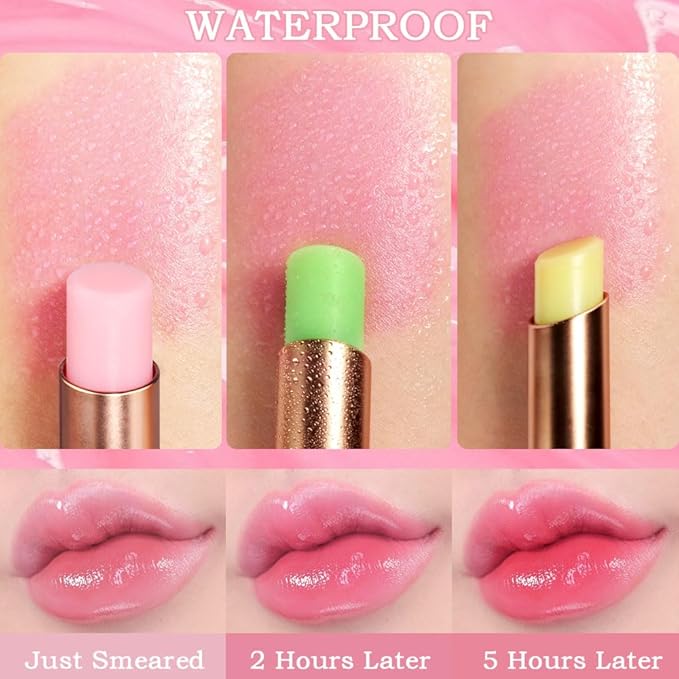 Kaely 3Pcs Peach Aloe Avocado Hydrating Lipstick Tinted Lip Balm, Color Changing PH Lipstick Makeup, Korean Magic Lip Stain Long Lasting Waterproof, labiales magicos 24 horas originales