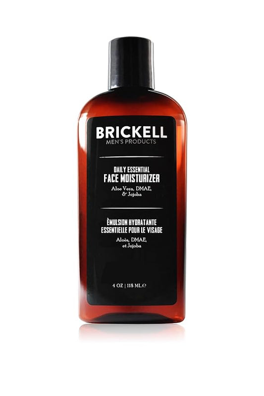 Brickell Men's Daily Essential Face Moisturizer for Men, Natural and Organic Fast-Absorbing Face Lotion with Hyaluronic Acid, Green Tea, and Jojoba, 4 Ounce, Scented