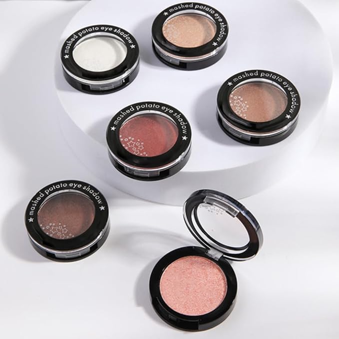 Monochrome Powder Eyeshadow Palette Makeup,Gold Natural Neutral Single Shimmer Eye Shadow for Older Women,Buildable Sparkly Eye Finish,Long Lasting Naturing-Looking