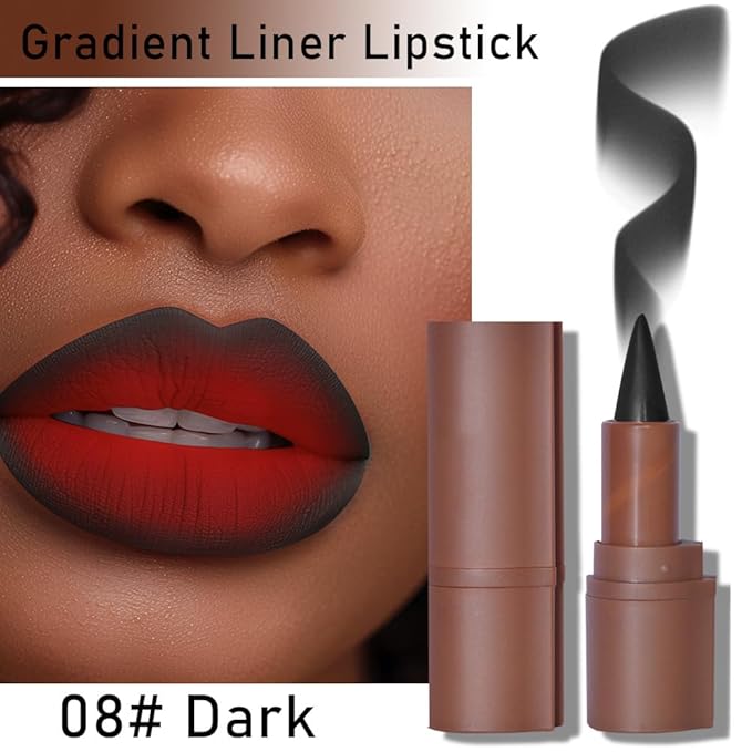 3Pcs 2-in-1 Gradient Lip Liner and Lipstick Lip Combo Set - Coffee Bean & Mulberry & Dark Colors Achieve Flawless Contour and Gradual Ombre Effect Crayon Form Cone Tip, Dark Brown Black Lip Liner Set