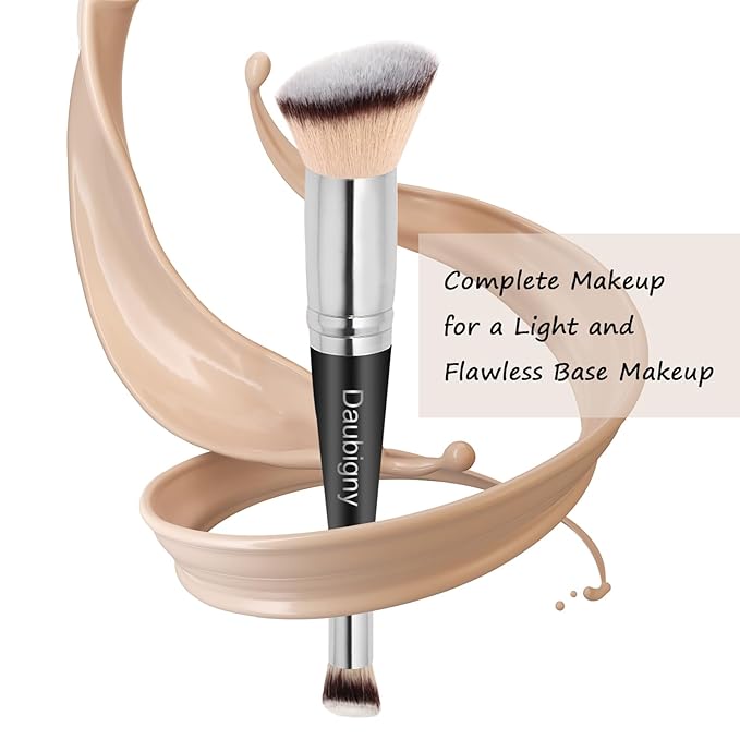 Daubigny Makeup Brushes Dual-ended Foundation Brush Concealer Brush Perfect for Any Look Premium Luxe Hair Rounded Taperd Flawless Brush Ideal for Liquid, Cream, Powder,Blending,Concealer(Angled)