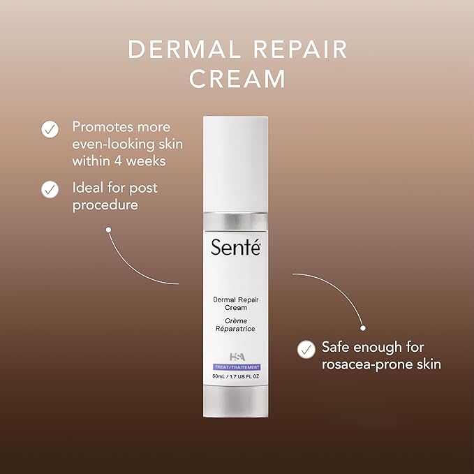 Senté Dermal Repair Facial Cream | Nourishing for Rosacea & Sensitive Skin | Hydrate & Rejuvenate | with Patented HSA, Vitamin E & Green Tea Extract - 1.7 Fl Oz