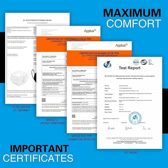 KN95 Face Masks 15 Pack, Black KN95 Masks for Adults, Protective Dust Masks with 99.5% Filter Performance, Comfortable Disposable Face Mask, Respirator Mask GB2626-2019 Standard