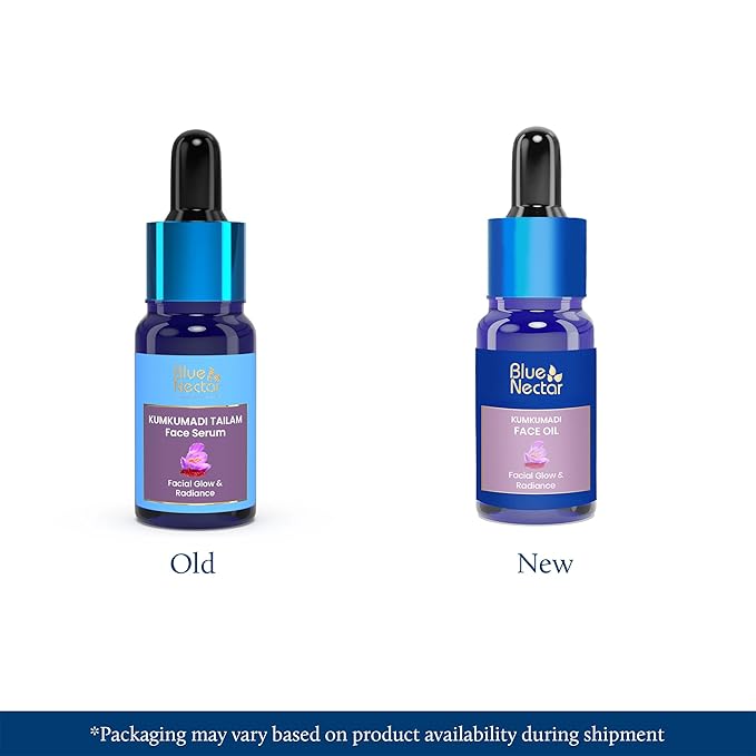 Blue Nectar Kumkumadi Oil for Face for Aging Skin | Ayurvedic Saffron Face Cleansing Oil | Authentic Kumkumadi Tailam Saffron Serum for Women & Men (0.33 Fl Oz, 26 Herbs)