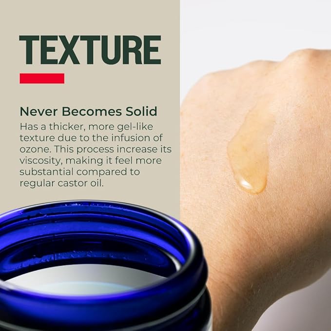 PurO3 Ozonated Castor Oil – Pure, Natural, Organic Skincare for Face & Body – Oxygenated Healing Lotion, Moisturizer & Beauty Cream in a Glass Jar – O3 Therapy Salve, 2 oz