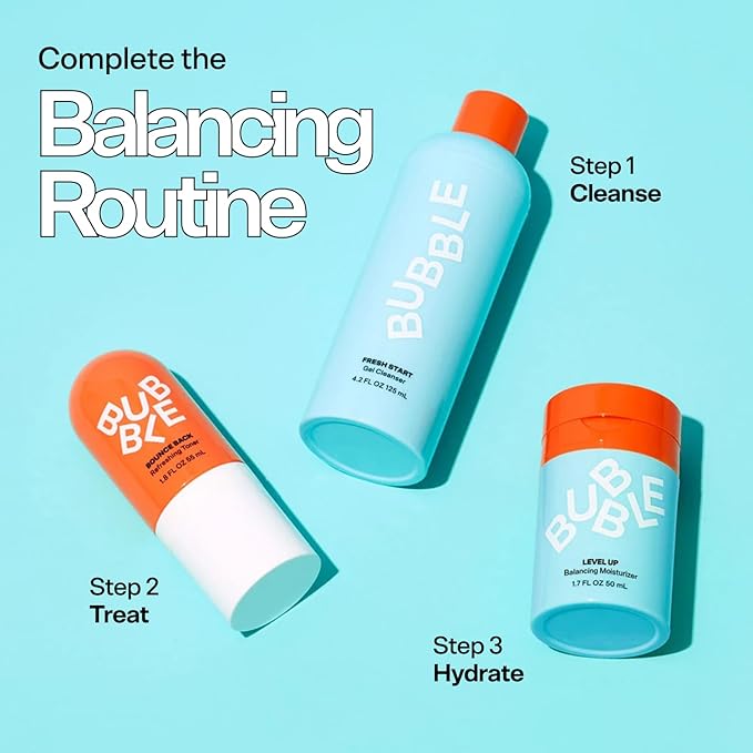 Bubble Skincare Level Up Gel Face Moisturizer for Oily Skin - Balancing + Hydrating Face Lotion with Niacinamide + Zinc to Improve Texture + Reduce Shine - Daily Lightweight Facial Moisturizer (50ml)