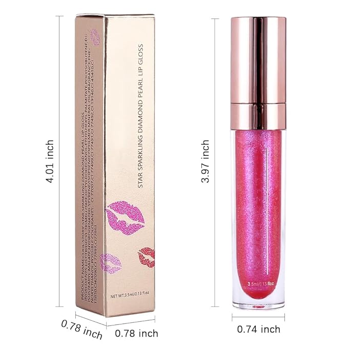 evpct 1Pcs Blush Red Pearlescent Chameleon Shimmer Glitter Lipstick Lip Gloss, Long Lasting Waterproof Glitter Metallic Sparkly Glossy Lip Gloss Tint Liquid Lipsticks Set Lip Stain Makeup for Women