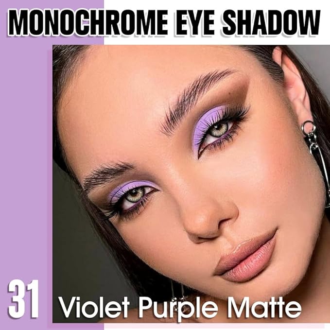 Single Matte Eye Shadow Palette Makeup, Violet Purple Matte Eyeshadow for Women, Monochrome Eye Shadow Makeup, Pigmented Waterproof Sombras Para Ojos, Vegan, Talc, Paraben & Cruelty Free, 31