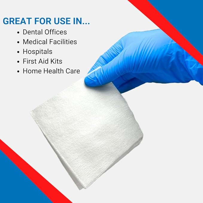 Essentials Non-Sterile Gauze Sponges – One (1) Full Case (10 Packs of 200), 4-Ply, 4’’ x 4’’ Pads, One Package, Non-Woven Sponges, Wound Care Product for First Aid Kit/Medical Facilities