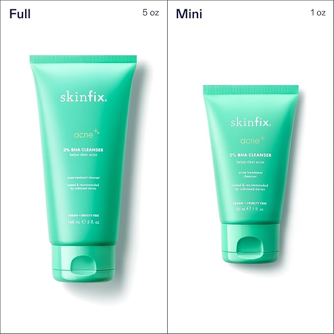 Skinfix 2% BHA Cleanser - 1 oz - Clears Acne Blemishes & Blackheads - Safe for All Types of Acne - Fragrance Free - Vegan, Cruelty Free