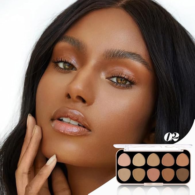 evpct 10 Colors Concealers Full Coverage Cream Contour Palette with Brush for Older Women, Under Eye Color Corrector Tri Color Pot Concealer Palette for Dark Circles Mature Skin Makeup, Waterproof, C2