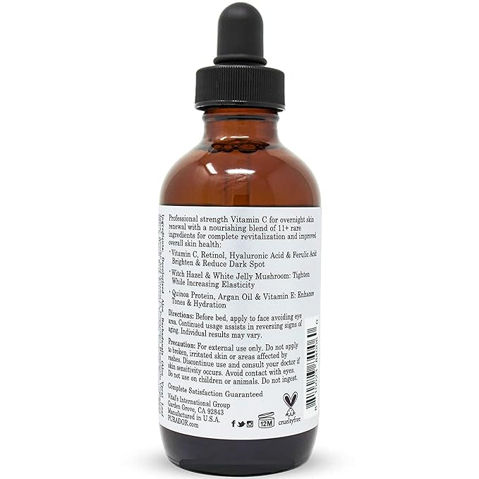 PURA D'OR 25% Vitamin C Serum 4 Oz + 0.25mm Derma Roller Set - Hyaluronic Acid & Retinol Microdermabrasion Skin Care Cosmetic Kit For Face & Eyes, Dark Spots - For Men & Women