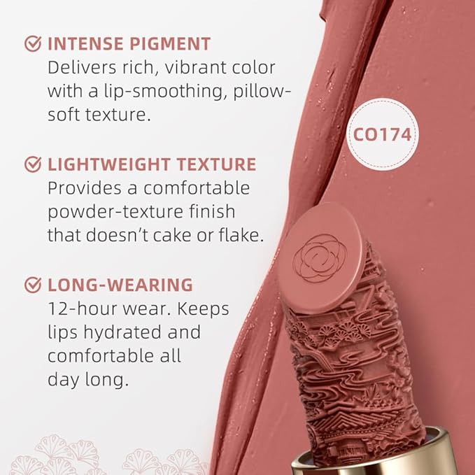 Catkin Semi-Matte Lipstick Hydrating High Impact Color Infused with Vitamin E and Avocado Oil Smooth Soft Texture Long Lasting Matte Finish 174