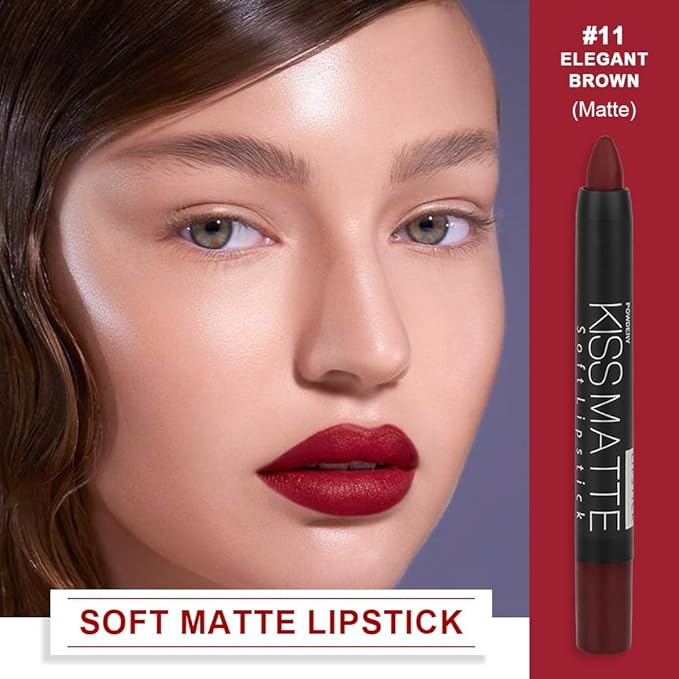BINGBRUSH Smooth Longwear Lipstick Pack Set, Matte Color Stick Ultimate Lip Crayon for Makeup Collection - Waterproof Velvet Lipgloss Lip Stain (11#)