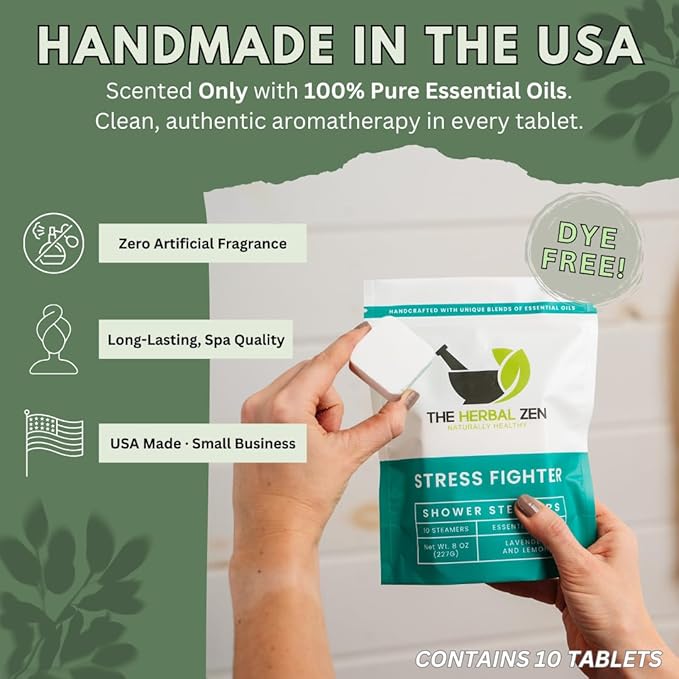 Stress Fighter Shower Steamers Aromatherapy with Essential Oils, Made in The USA Shower Bombs, Shower Bomb Aromatherapy, Relaxing Gifts for Women, Spa Day Gift, Mothers Day Gift