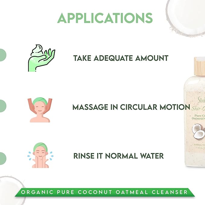 Shira Shir-Organic Pure Coconut Oatmeal Cleanser For Normal To Dry Skin Removes Dead Skin Cells And Provide Nourished Hydrated Soothing Skin.(200ml)