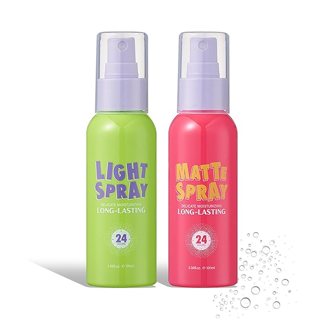 2PCS Makeup Setting Spray Set for Face, Weightless Long Lasting Waterproof Fixing Makeup Setting Face Spray, Smudge-proof, Hydrating & Refreshing Setting Spray(D)