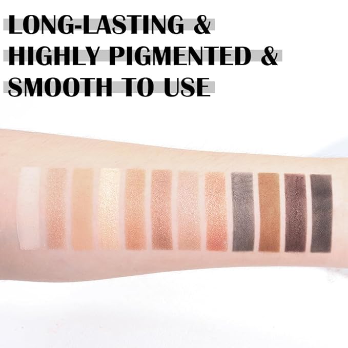 12 Colors Eyeshadow Palette β Neutral Warm Tone Matte & Glitter Eye Makeup Palette, High Pigment Waterproof Eyeshadow Kit for Women β Blendable Natural Brown, Nude, Rose Gold Shimmer Makeup 01#