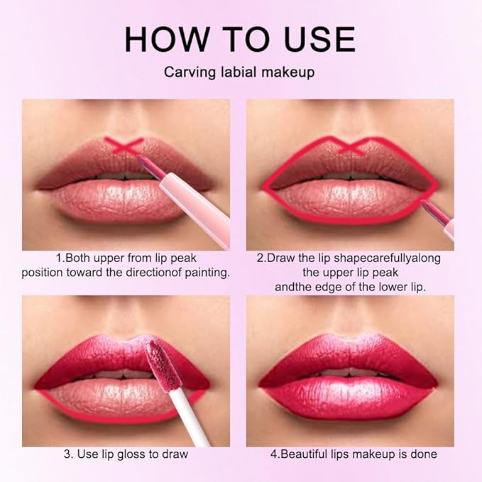 Kaely 2-in-1 Crushed Ruby Red Metallic Lipstick and Lip Liner, Shimmer Liquid Metallic Lipsticks for Women, Glitter Lip Gloss Stain Long Lasting Waterproof Smudge Proof 24 Hour, Vegan Makeup, 18