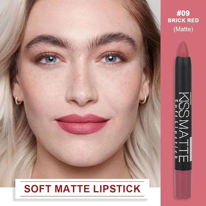 BINGBRUSH Smooth Longwear Lipstick Pack Set, Matte Color Stick Ultimate Lip Crayon for Makeup Collection - Waterproof Velvet Lipgloss Lip Stain (09#)
