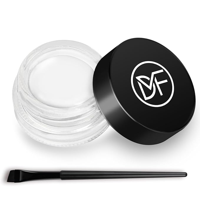 Eyeliner Gel Set,Long Lasting Waterproof High-Intensity Pigments Smudge-Proof Eye liner Makeup With 5.51 IN Long Eyeliner Brush Water-Resistant Creamy Gel 5G-White