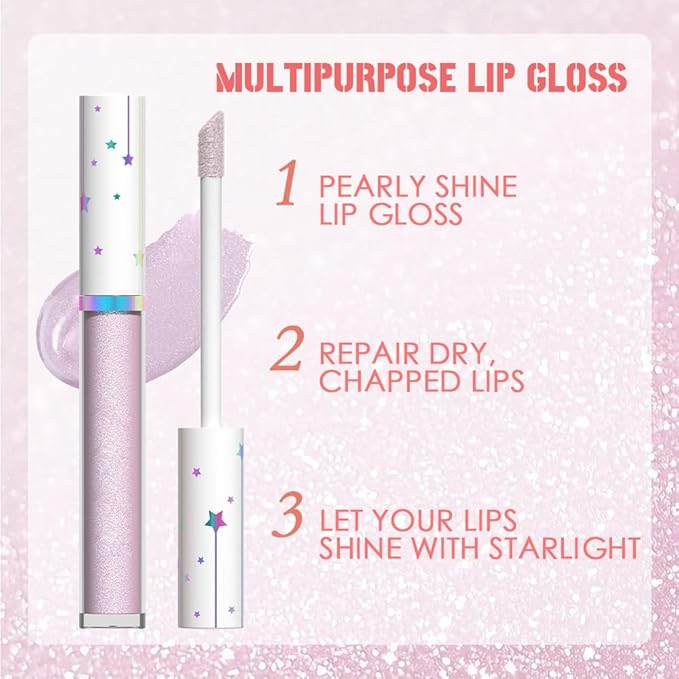 evpct 1Pcs Light Purple Glitter Metallic Lip Gloss Stain Lipstick for Women Long Lasting Waterproof 24, Light Voilet Purple Frosted Metallic Shimmer Chrome iridescent Liquid Lipstick Lip Gloss Makeup
