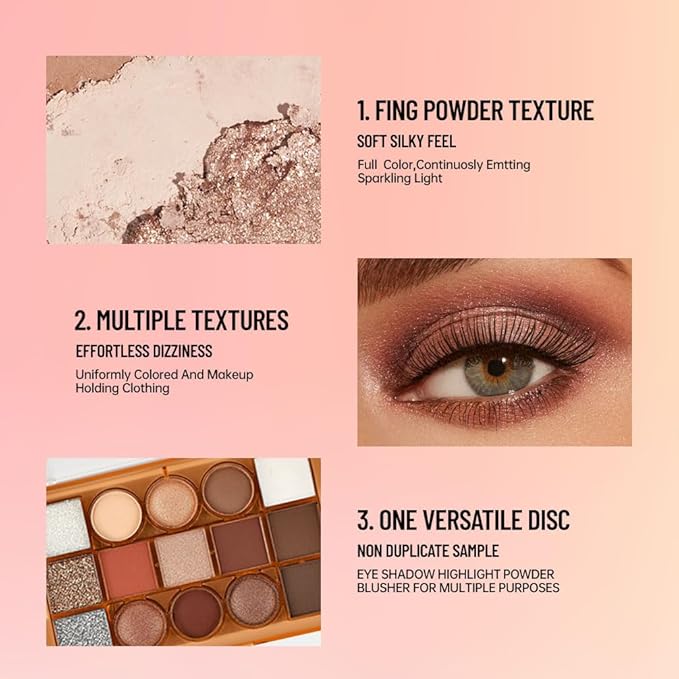 Eyeshadow Palette Makeup โ Neutral Nude Matte & Shimmer Eyeshadow Palette, High Pigment Waterproof Glitter Eye shadow,Blendable Pink, Brown, Rose Gold Eye Makeup (F-01#, 1 Count (Pack of 1))