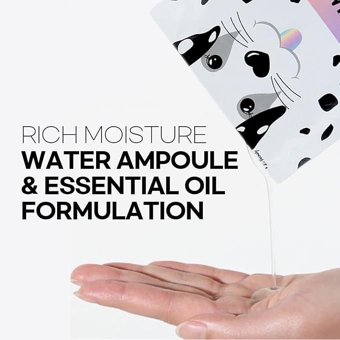 Epielle Animal Character Sheet Masks 12 Pack, Moisturizing & Rejuvenating Face Mask with Hyaluronic Acid & Vitamin E, Korean Skin Care, Girls Spa Party Favors, Sleepover, Self Care Gifts for Women