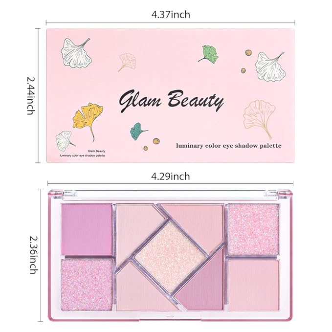 Matte Shimmer purple pink Eye Shadow Palette Makeup,Eyeshadow Long Lasting Waterproof Cruelty-Free, 9 Blendable Shades in Smooth Matte and Shimmer Finishes with Gorgeous Pearls for woman