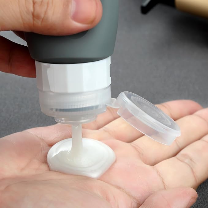 Travel Bottles for Toiletries, Tsa Approved 2oz Travel size Bottles, BPA Free Leak Proof Travels Toiletry Containers, Traveler Accessories with Toiletry Bag for Shampoo Liquid (4 Pack)