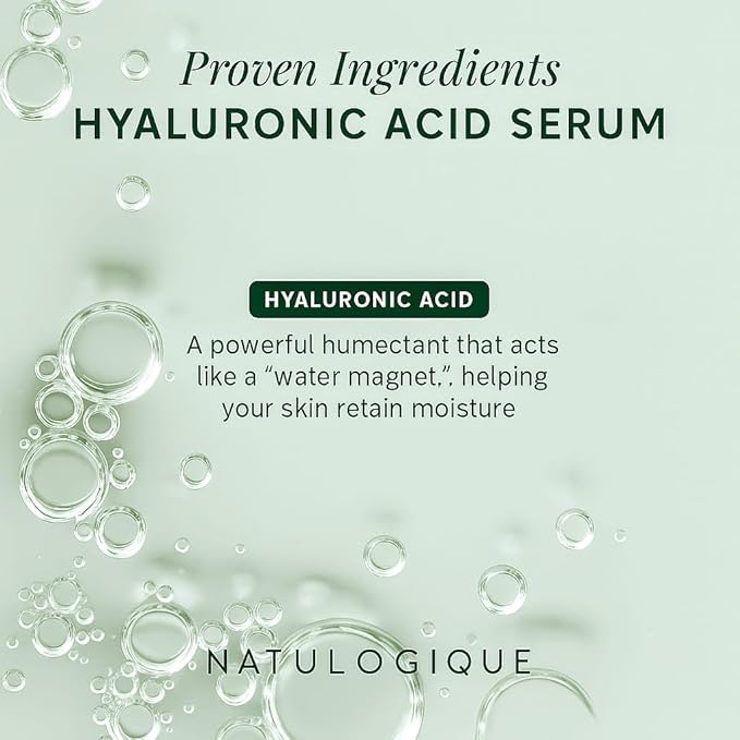 Hyaluronic Acid Serum for Face and Skin, Organic Anti-Aging Face Moisturizer for Fine Lines & Wrinkles – Vegan and Natural Skincare – 1oz (30ml) by Natulogique