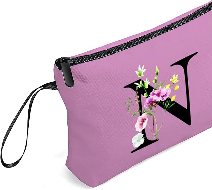 Appreciation Initial Monogram Gifts for Sisters from Sister Employees Team Bride Womens Unique Mom Personalized Makeup Cosmetic Bag with Mirror Mothers Day Christmas Graduation N