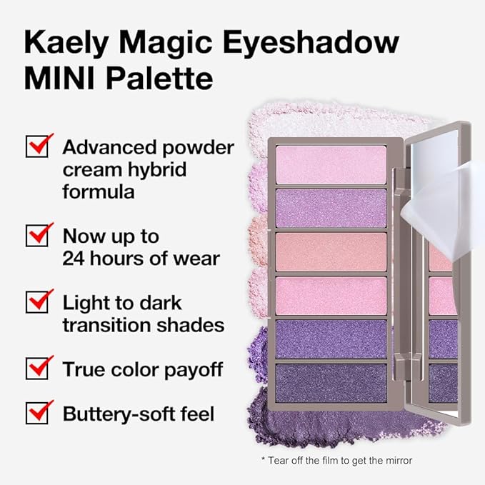Kaely 6 Colors Mini Purple Eye Shadow Palette Makeup, Matte Shimmer Glitter Violet Lavender Lilac Eyeshadow Palette High Pigmented Waterproof, paleta de sombras de ojos, Vegan & Cruelty-free, 09