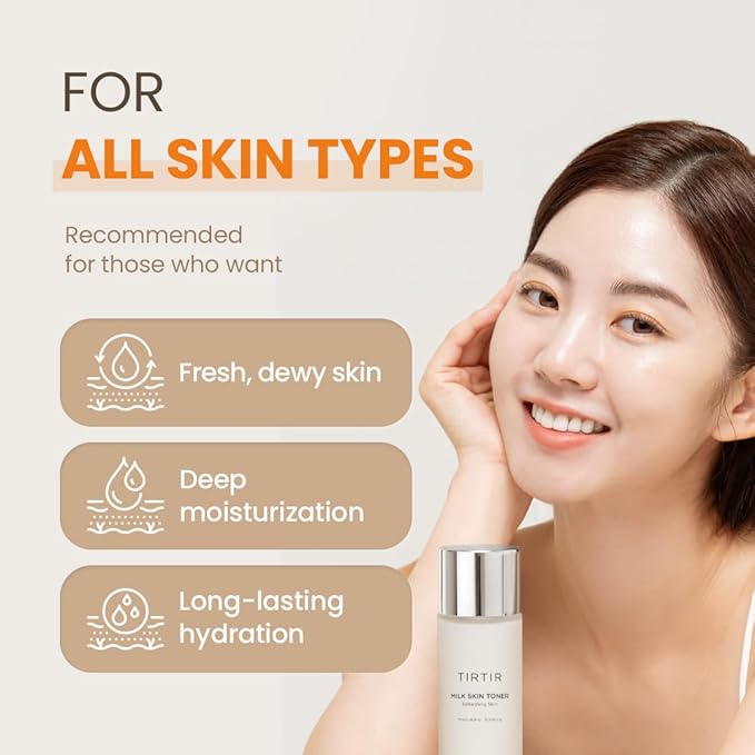 TIRTIR Milk Skin Rice Toner - Deep Moisturizing, Hydrating and Refreshing for face, Niacinamide, Ceramide, Rice Bran Extract, Nature-Oriented Ingredients, Korean Skin Care, Vegan, 150ml / 5.07 fl.oz.