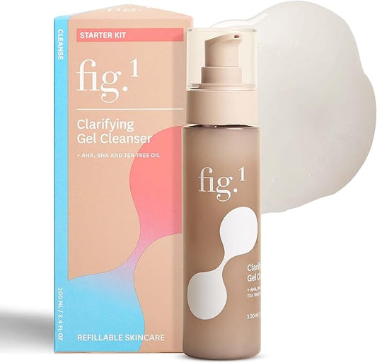 Fig.1 Clarifying Gel Cleanser | AHA BHA Tea Tree Oil Formula for Oily & Sensitive Skin Face wash | Deep Pore Cleansing, Dermatologist-Tested for Acne Prone, Vegan & Refillable Skincare Solution, 100ml