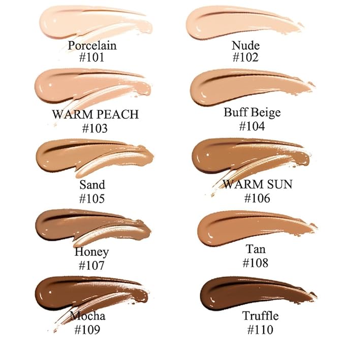 2 Pack PHOERA Foundation,Full Coverage Foundation, Concealer Foundation Full Coverage Flawless New 30ml PHOERA 24HR Matte Oil Control Concealer。(103 Warm peach)
