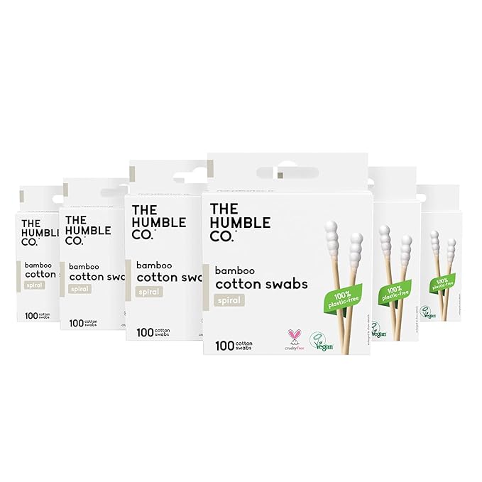 The Humble Co. Bamboo Cotton Swabs (600 count) - Cotton Swabs and Cotton Buds for Ears, Makeup, Pet Care and Cleaning (White Spiral)