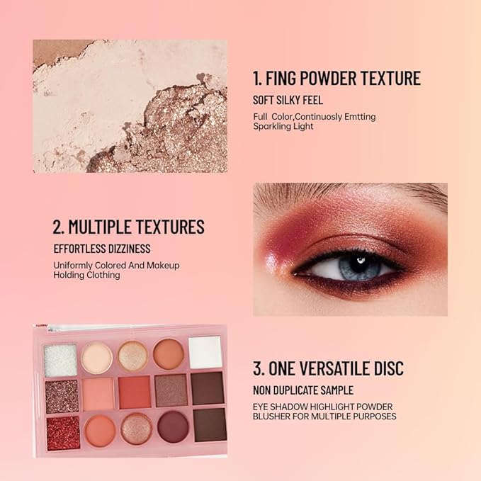 Eyeshadow Palette Makeup โ Neutral Nude Matte & Shimmer Eyeshadow Palette, High Pigment Waterproof Glitter Eye shadow,Blendable Pink, Brown, Rose Gold Eye Makeup (F-02#, 1 Count (Pack of 1))