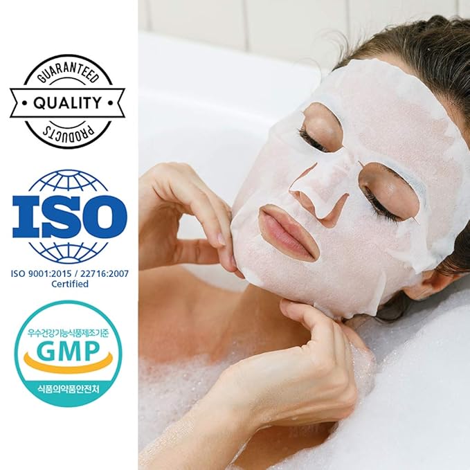 DERMAL Korean Collagen Face Mask – Hydrating & Soothing Sheet Mask with Panthenol – Hypoallergenic Calming Moisture Care for All Skin Types – 16 Combo Pack B