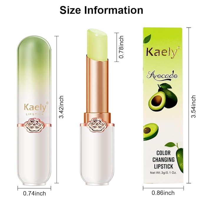 Kaely 2Pcs Avocado Hydrating Lipstick Tinted Lip Balm, Color Changing PH Lipstick Makeup, Korean Magic Lip Stain Long Lasting Waterproof, labiales magicos 24 horas originales