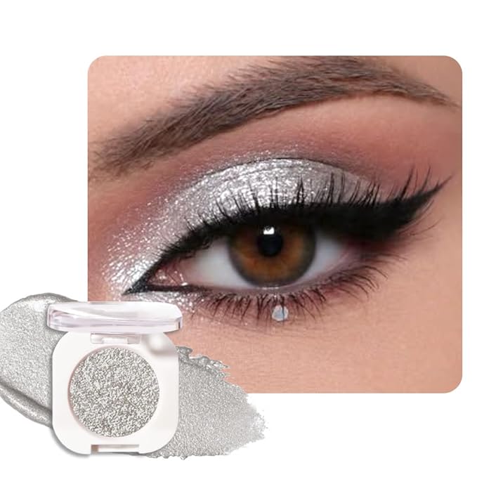 Slive Glitter Eyeshadow Palette for Women, Single Monochrome Eye Shadow Makeup, Shiny Pressed Powder, Blendable Natural sombras para ojos, Holographic,Vegan,Travel -12