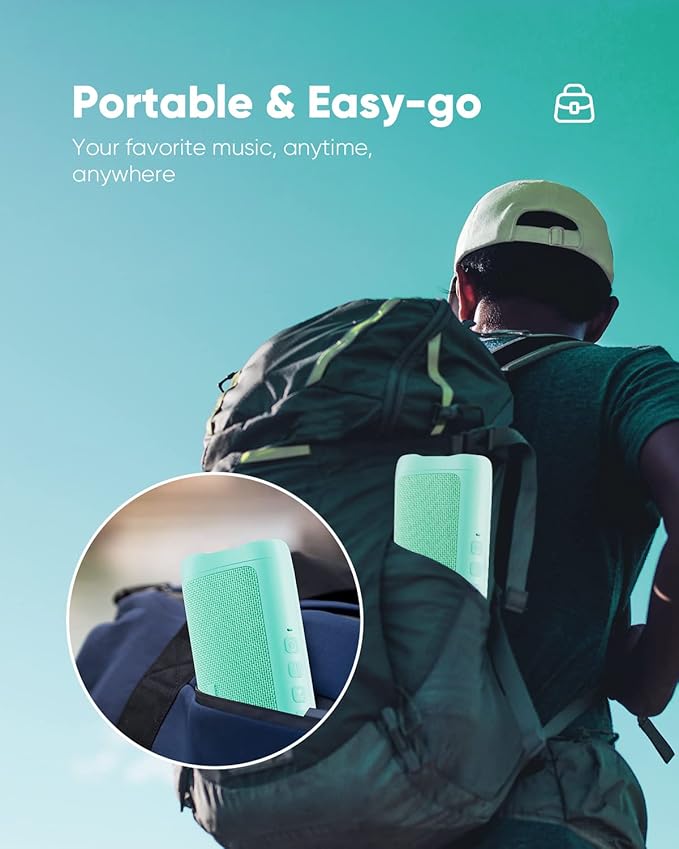 Bluetooth Speaker Stocking Stuffers for Men Women Teens Boys Girls: Portable Wireless, IPX5 Waterproof, White Elephant Gifts for Adults, Up to 20H Playtime, TWS Pair, for Home/Party/Outdoor (Teal)