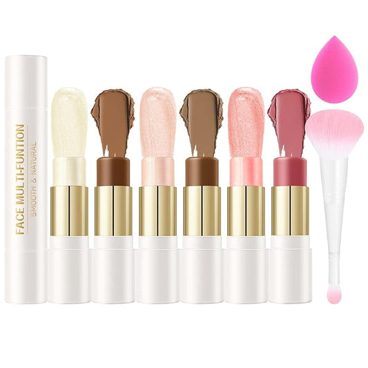 8 PCS Contour Stick Makeup Contour Kit,Double-ended Design with Highlighter,Blush and Bronzer Stick,Lightweight,Easy to Sculpt,Create a Matte and Dewy Finishing Makeup๏ผSet B๏ผ