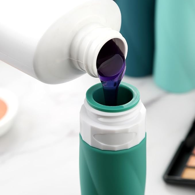 Gemice Travel Bottles - 3oz TSA Approved Containers, BPA Free, Leak Proof, Squeezable Silicone, Clear Toiletry Bag (4 Pack)