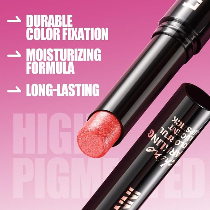 Jolilab 2Pcs Sparkling Lipstick Lip Gloss Long Lasting Waterproof Moisturizer Lip Balm Glitter Shimmer Metallic Lipstick, Diamond Shiny Bold Glow Goth Lipstick for Women Girls,Non-sticky(07+08