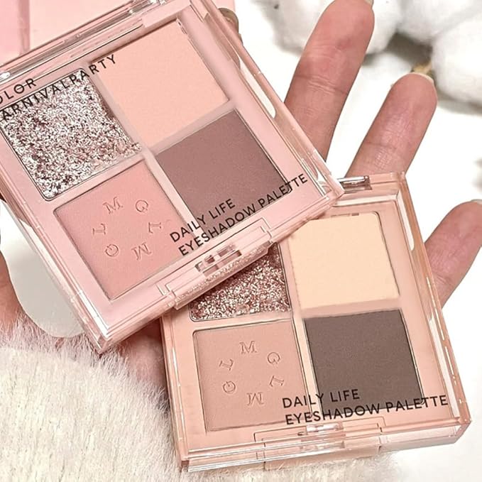 4Colors Eyeshadow Makeup Palette,Nude Gold Brown Natural Neutral Powde Eye Shadow Palette for Older Women,Long Lasting Naturing-Looking,Lightweight,Waterproof,Eye Makeup Kit Travel Size