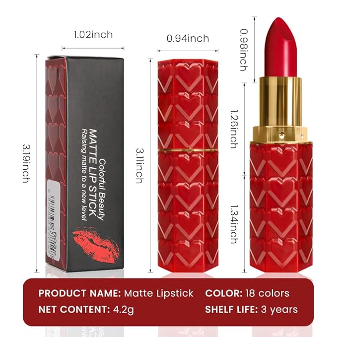 evpct 1Pcs Ruby Red Lipstick, Silky Velvet Matte Lipstick Pack Sets for Women, Long Lasting Smudge Proof Lipstick Lip Stain Makeup Kit matte lipstick 24 hours original R01