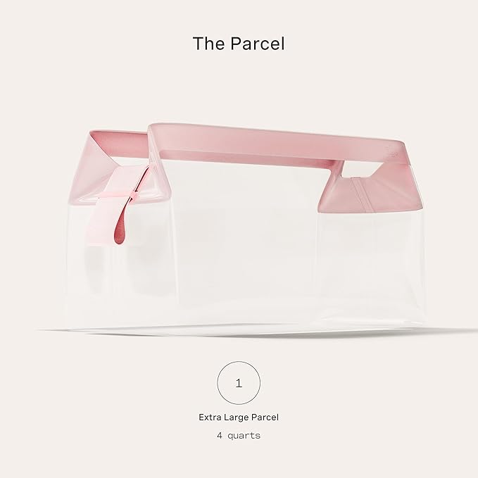 Cadence Parcel - Clear Dopp Kit with Magnetic Closure - Durable and Leak-Resistant Travel Toiletry Kit - Modular Design - Hygiene Bag for Travel Essentials - 4 Qt - Rose